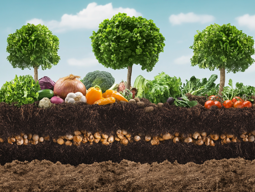 Una ilustración educativa que represente el proceso de compostaje, mostrando tres etapas principales: Recolección de materiales orgánicos: un cesto lleno de restos de frutas, verduras, hojas secas y ramas pequeñas. Descomposición: una pila de compost en proceso, con capas visibles de materia orgánica, microorganismos y lombrices trabajando activamente.
Resultado final: tierra rica y oscura, lista para ser utilizada como abono, con un jardín lleno de plantas saludables al fondo.
Cada etapa está conectada por flechas que simbolizan el ciclo natural, con colores cálidos y detalles que refuercen la idea de sostenibilidad y cuidado del medio ambiente.