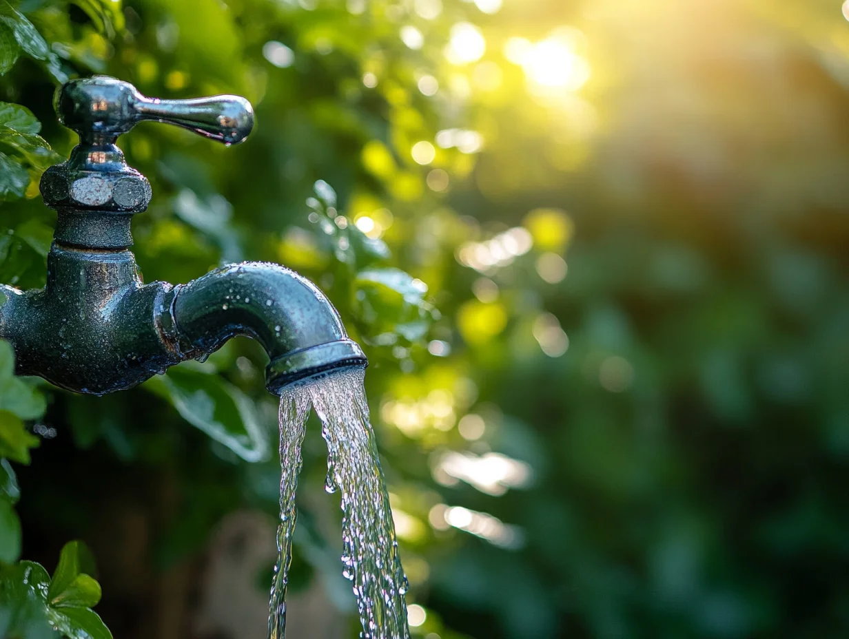 Grifo con agua corriendo.