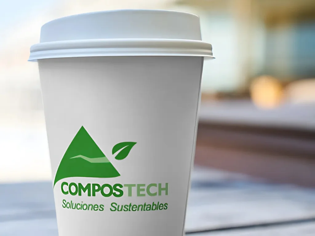 Vaso compostable para tomar café.
