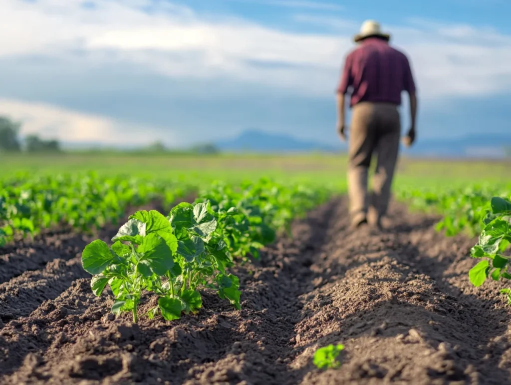 Suelo fértil con técnicas agrícolas para crecer cultivos con la ayuda del compostaje.