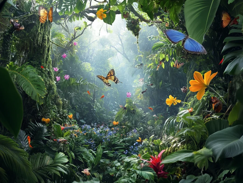 Biodiversidad en la naturaleza, plantas, insectos, microorganismos, y más.