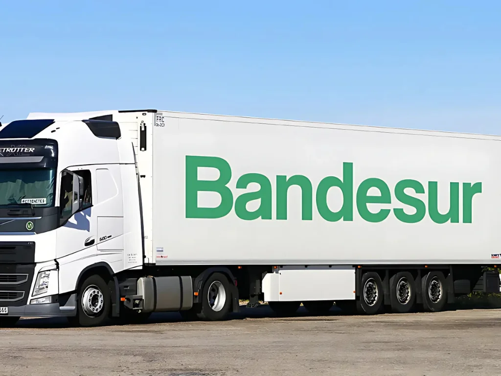 Camión Bandesur que transporta envases de la industria alimentaria que son compostables.